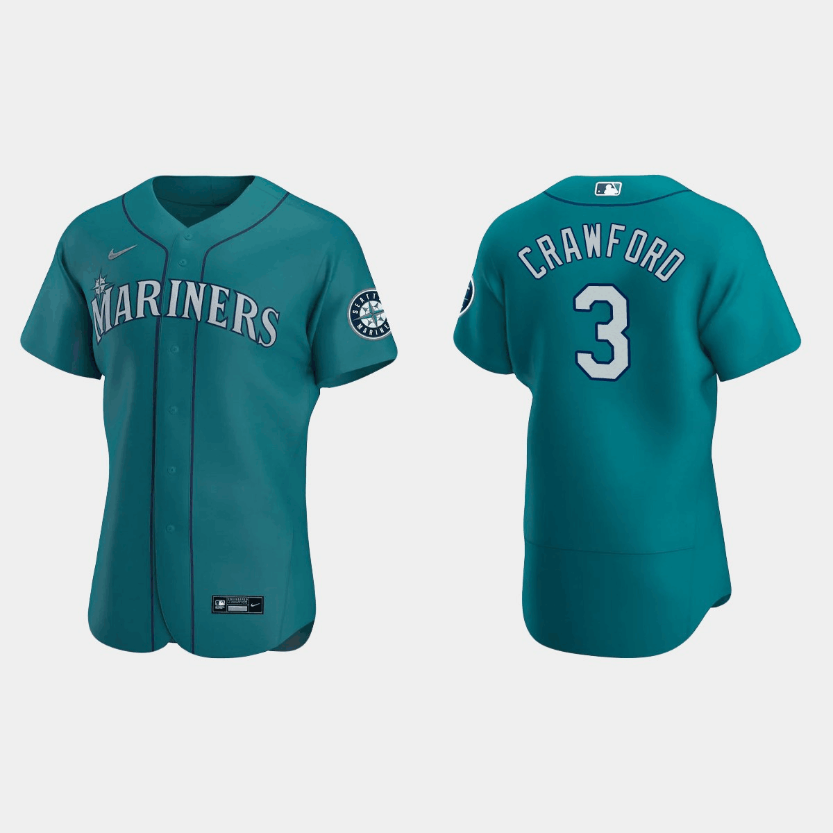Men's Seattle Mariners #3 J.P. Crawford Aqua Flex Base Stitched Jersey Men's Seattle Mariners #3 J.P. Crawford Aqua Flex Base Stitched Jersey